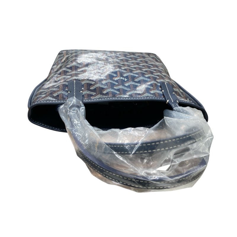 GOYARD 高雅德 SAINT LOUIS MINI 迷你托特包 GOYARDINE帆布 深藍色 銀釦-6