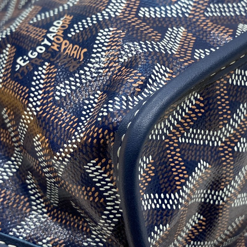 GOYARD 高雅德 SAINT LOUIS MINI 迷你托特包 GOYARDINE帆布 深藍色 銀釦-7