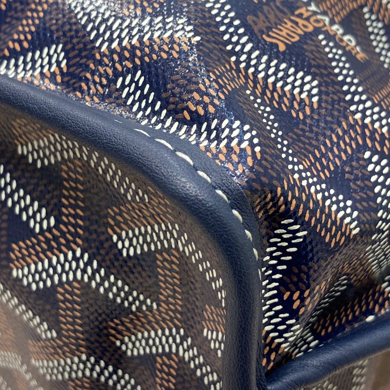GOYARD 高雅德 SAINT LOUIS MINI 迷你托特包 GOYARDINE帆布 深藍色 銀釦-8