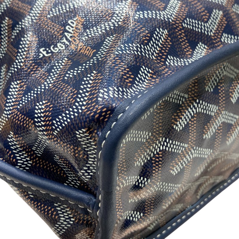 GOYARD 高雅德 SAINT LOUIS MINI 迷你托特包 GOYARDINE帆布 深藍色 銀釦-9