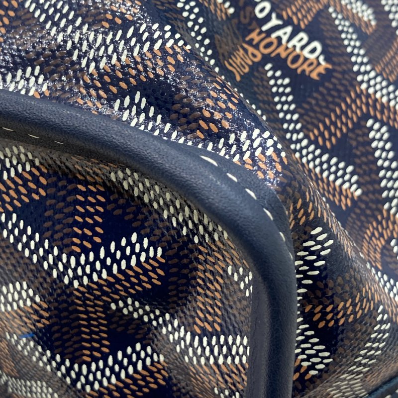 GOYARD 高雅德 SAINT LOUIS MINI 迷你托特包 GOYARDINE帆布 深藍色 銀釦-10