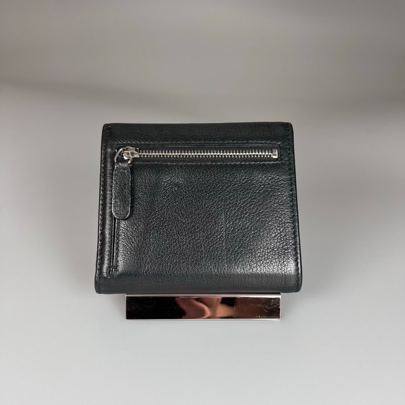 CHANEL 四葉草翻蓋三折短夾 黑 25開-1