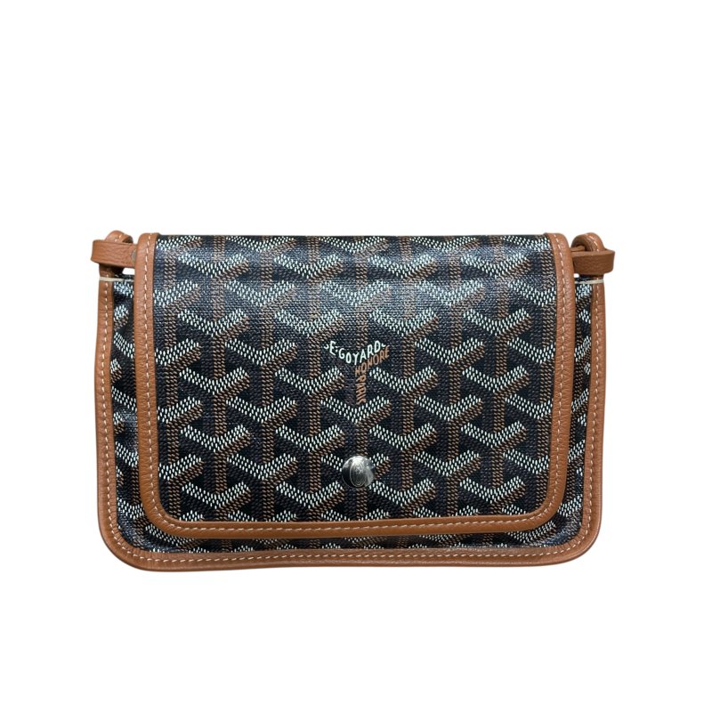 GOYARD 高雅德 GOYARDINE PLUMET 口袋錢包斜背包 牛皮 棕色 銀釦-1