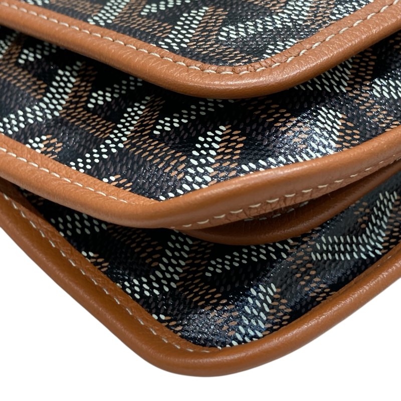 GOYARD 高雅德 GOYARDINE PLUMET 口袋錢包斜背包 牛皮 棕色 銀釦-7