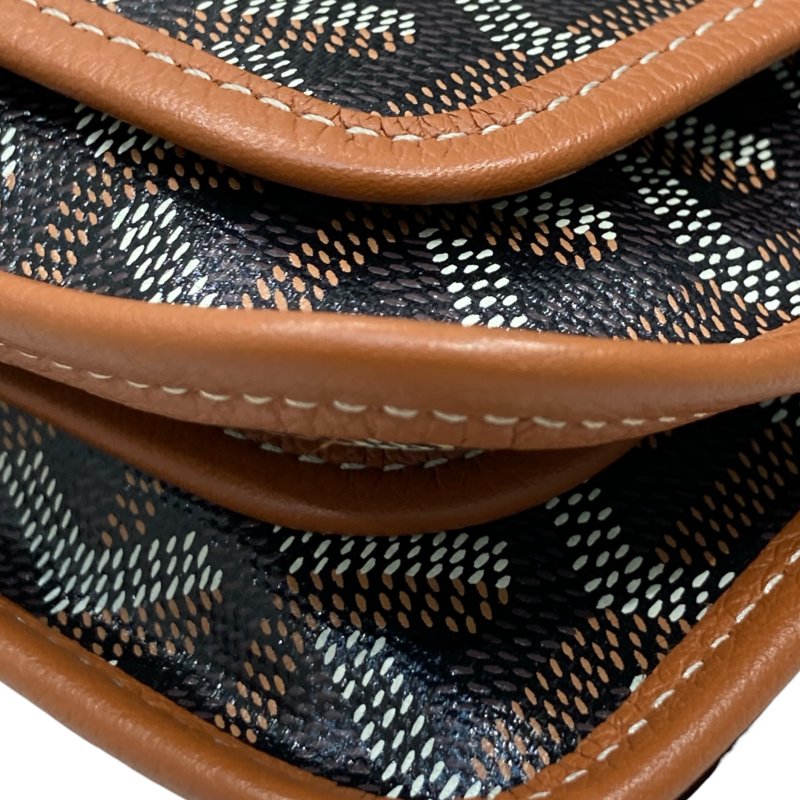 GOYARD 高雅德 GOYARDINE PLUMET 口袋錢包斜背包 牛皮 棕色 銀釦-8