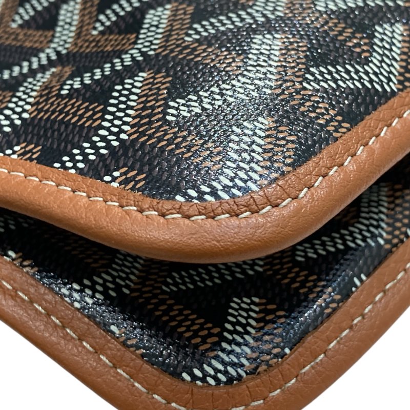 GOYARD 高雅德 GOYARDINE PLUMET 口袋錢包斜背包 牛皮 棕色 銀釦-9