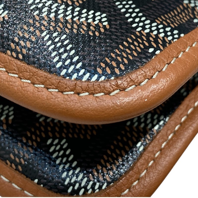 GOYARD 高雅德 GOYARDINE PLUMET 口袋錢包斜背包 牛皮 棕色 銀釦-10