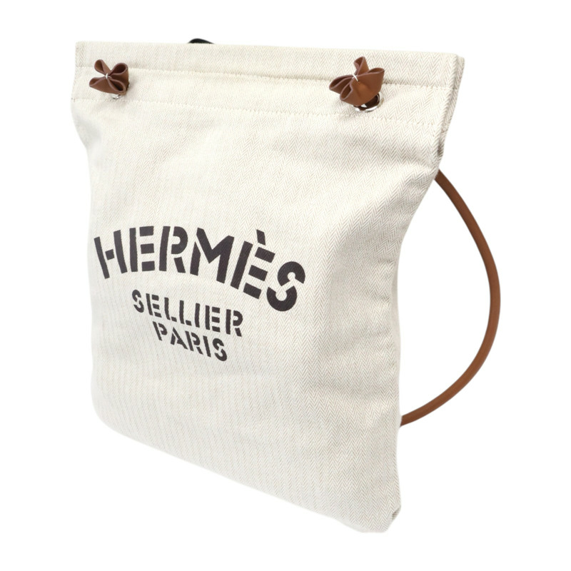 米色 帆布 Aline Groom 肩背包 W刻【HERMES 愛馬仕】 H068487CK-2