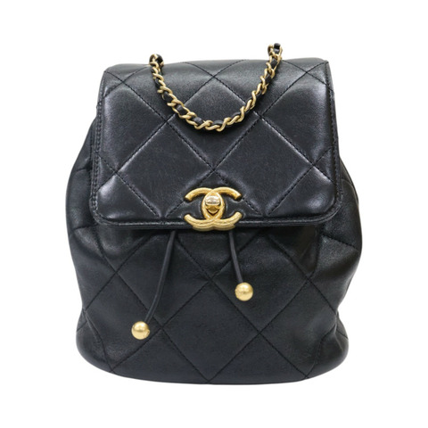 黑色 菱格紋 牛皮 Duma 後背包【CHANEL 香奈兒】 AS4866