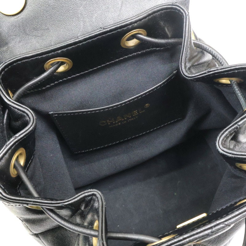 黑色 菱格紋 牛皮 Duma 後背包【CHANEL 香奈兒】 AS4866-4