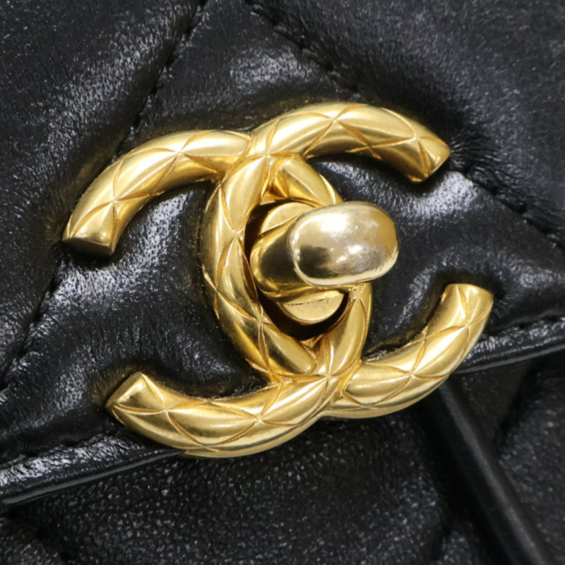 黑色 菱格紋 牛皮 Duma 後背包【CHANEL 香奈兒】 AS4866-14