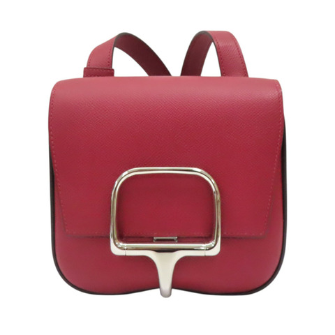 石榴紅 Epsom牛皮 Della Cavalleria 肩背包 U刻 銀扣【HERMES 愛馬仕】
