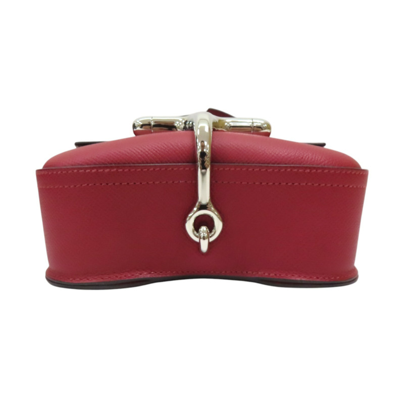 石榴紅 Epsom牛皮 Della Cavalleria 肩背包 U刻 銀扣【HERMES 愛馬仕】-3