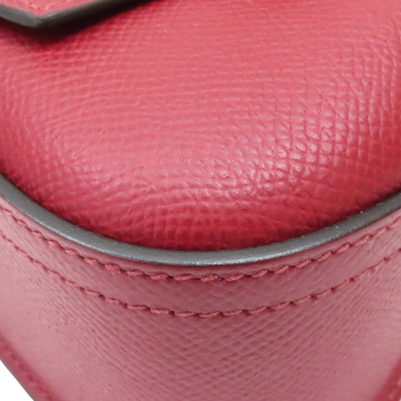 石榴紅 Epsom牛皮 Della Cavalleria 肩背包 U刻 銀扣【HERMES 愛馬仕】-9