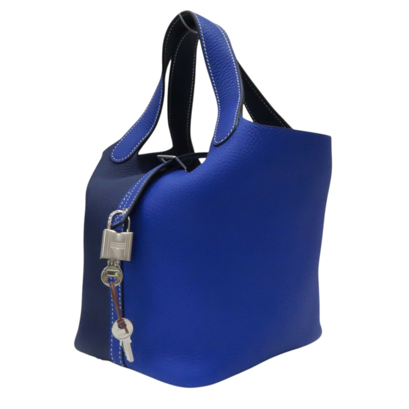 電光藍/水墨藍 TC牛皮 Picotin Lock 18 手提包 Y刻 銀扣【HERMES 愛馬仕】 H056289CK-2