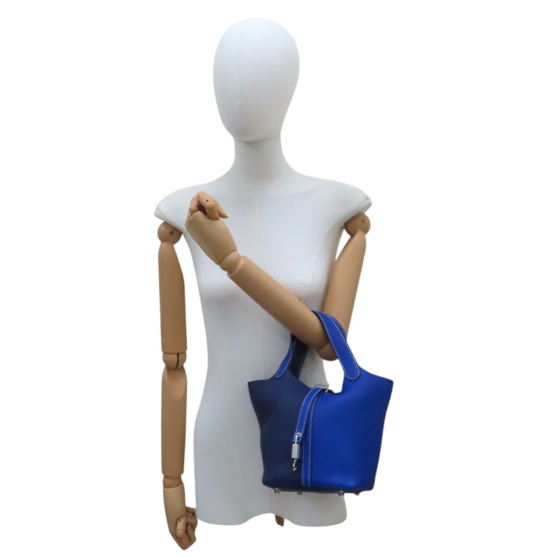 電光藍/水墨藍 TC牛皮 Picotin Lock 18 手提包 Y刻 銀扣【HERMES 愛馬仕】 H056289CK-7