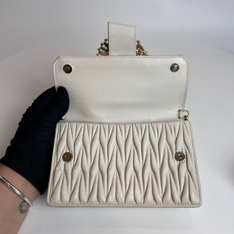 MIUMIU 白皺褶寶石肩背包-5