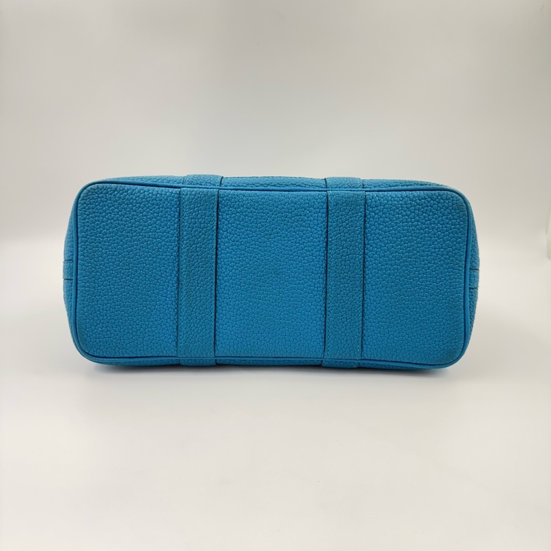 HERMES 7W伊茲密爾藍帆布銀釦Garden party 30cm-7