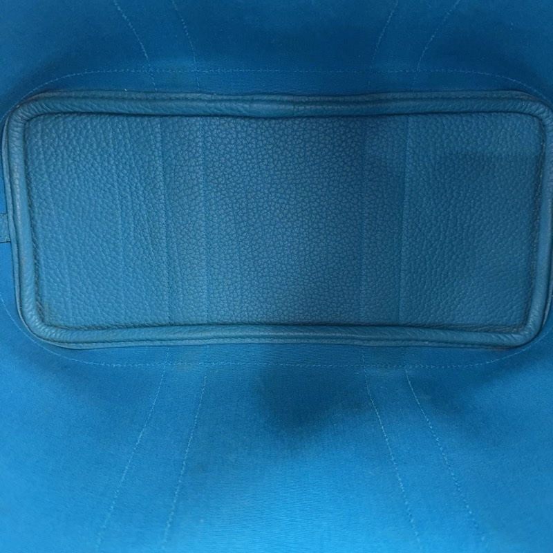 HERMES 7W伊茲密爾藍帆布銀釦Garden party 30cm-9