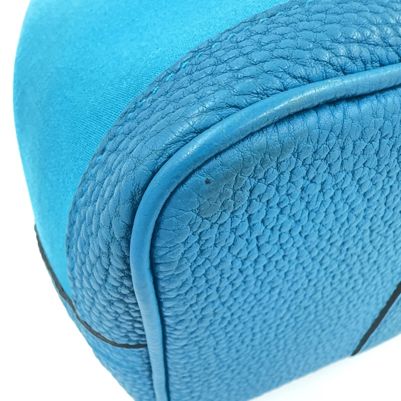 HERMES 7W伊茲密爾藍帆布銀釦Garden party 30cm-12