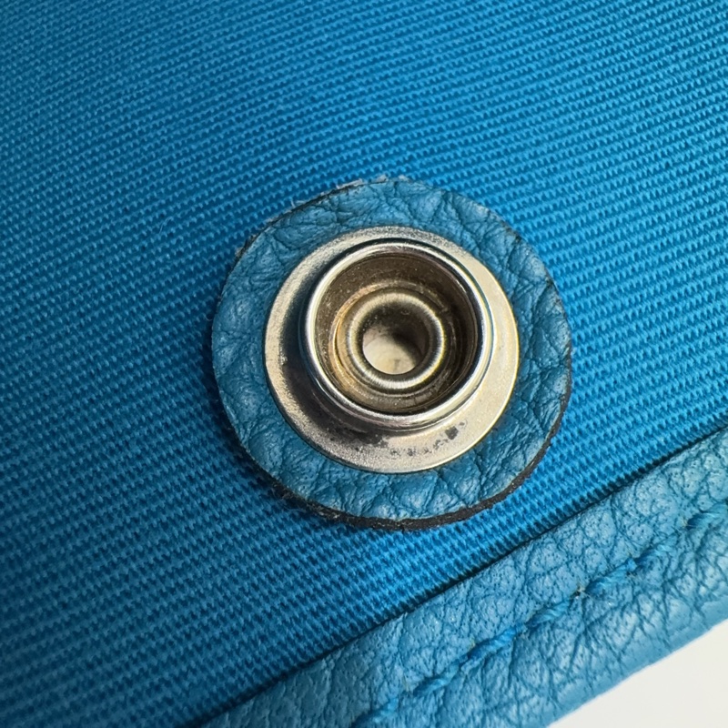 HERMES 7W伊茲密爾藍帆布銀釦Garden party 30cm-14