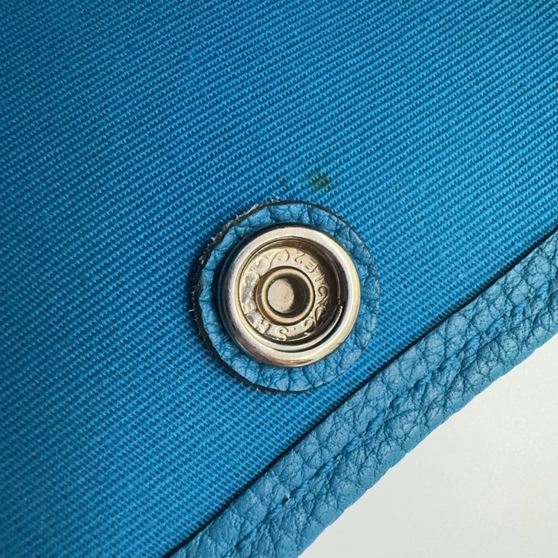 HERMES 7W伊茲密爾藍帆布銀釦Garden party 30cm-15