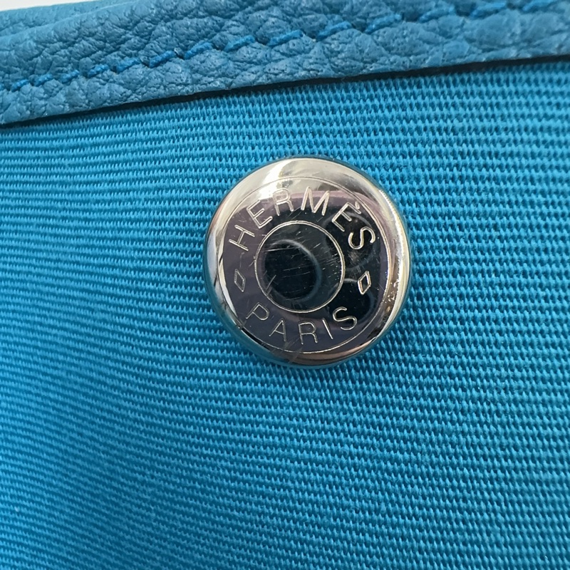 HERMES 7W伊茲密爾藍帆布銀釦Garden party 30cm-18