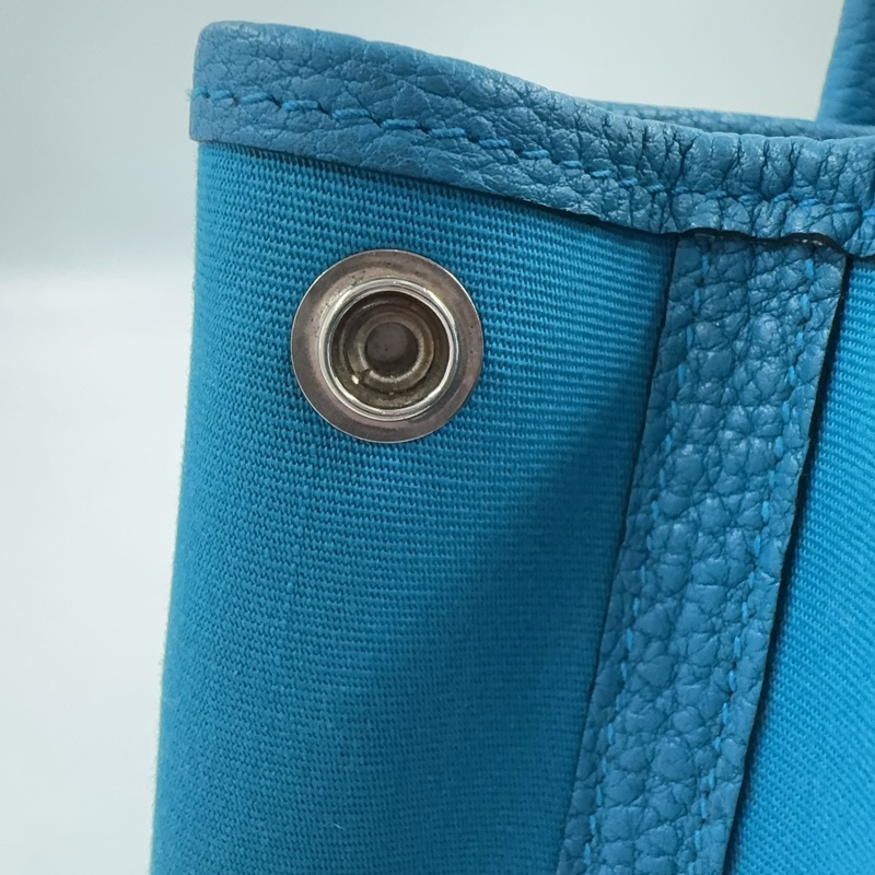 HERMES 7W伊茲密爾藍帆布銀釦Garden party 30cm-20