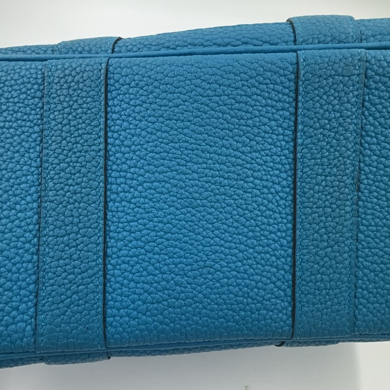 HERMES 7W伊茲密爾藍帆布銀釦Garden party 30cm-26