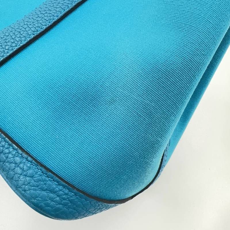 HERMES 7W伊茲密爾藍帆布銀釦Garden party 30cm-30