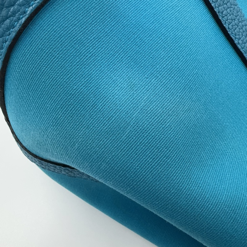 HERMES 7W伊茲密爾藍帆布銀釦Garden party 30cm-31