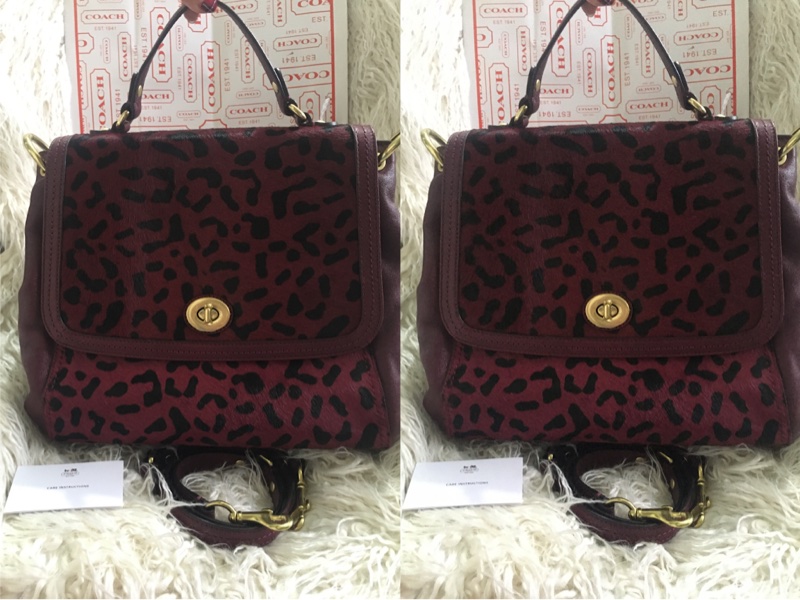 全新未使用Coach 皮草拼接包（全真皮）手提肩背包-0