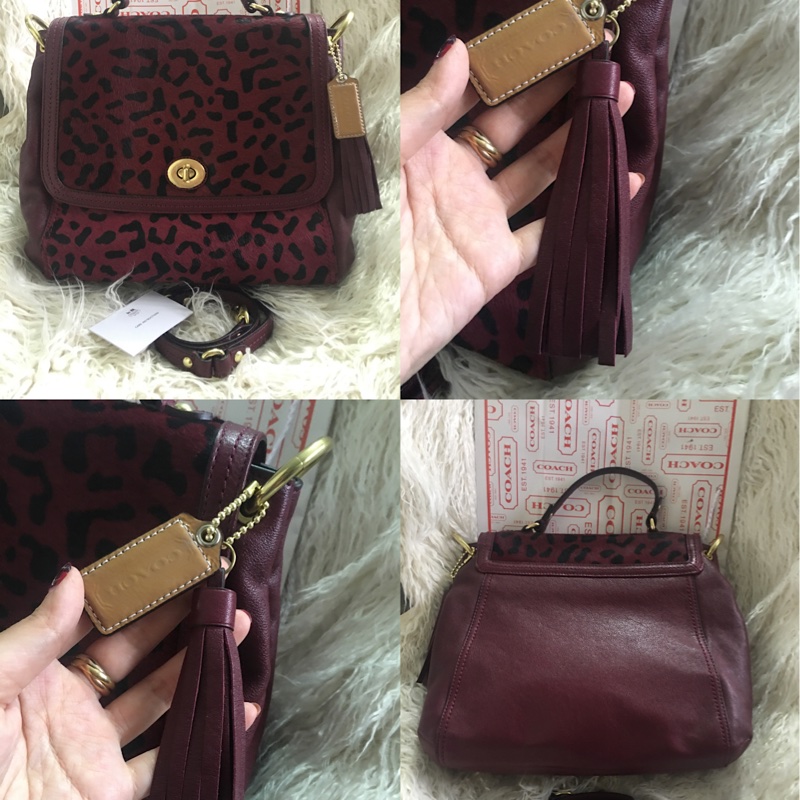 全新未使用Coach 皮草拼接包（全真皮）手提肩背包-2