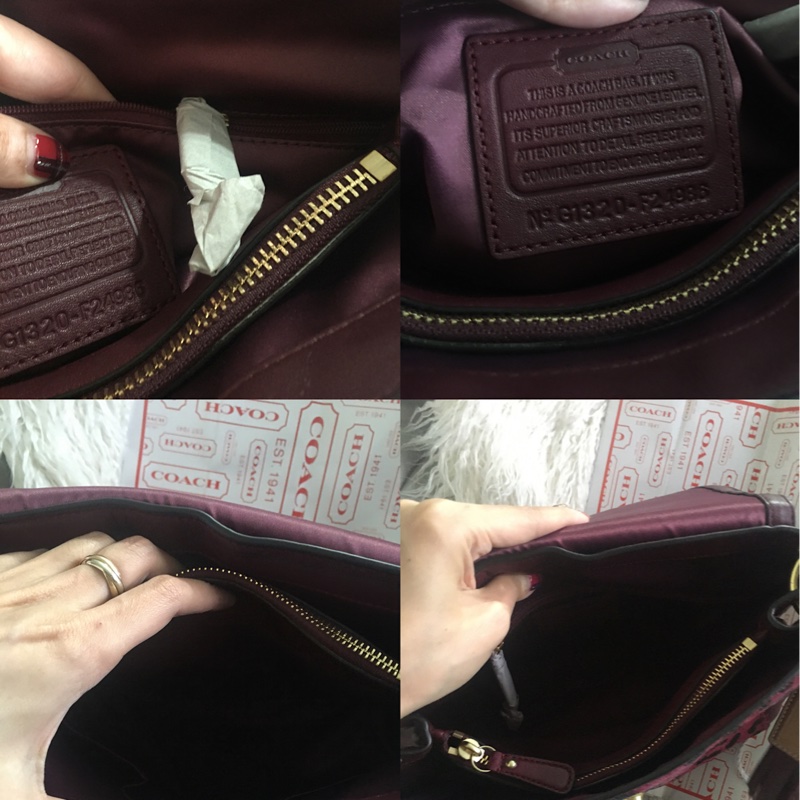 全新未使用Coach 皮草拼接包（全真皮）手提肩背包-5