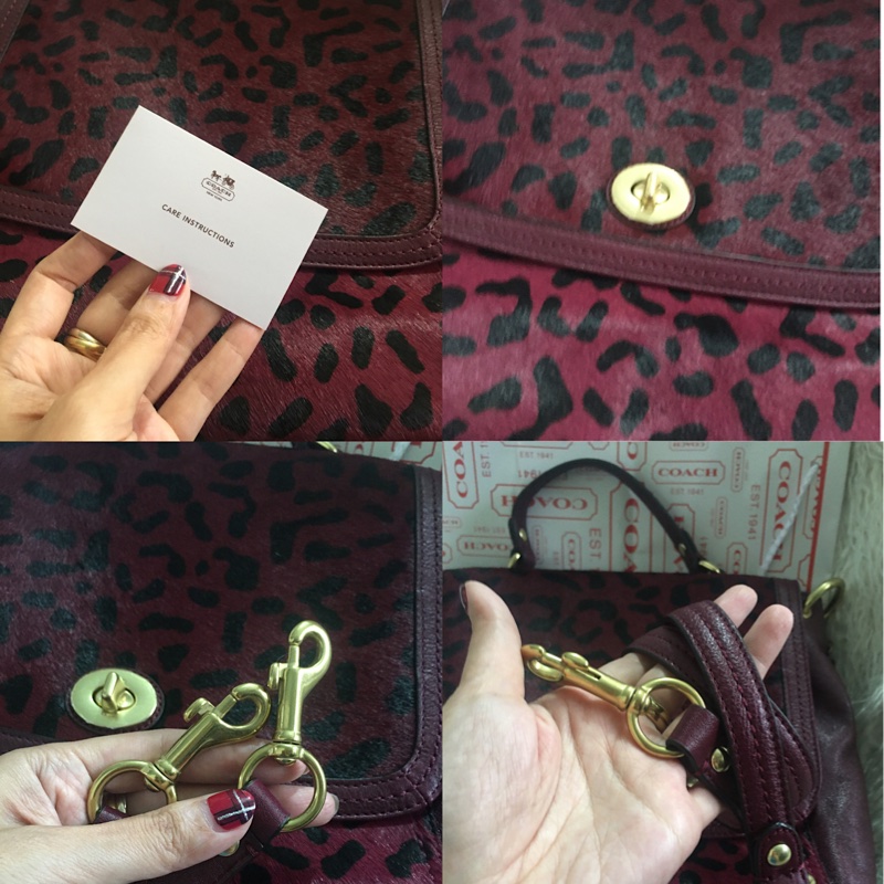 全新未使用Coach 皮草拼接包（全真皮）手提肩背包-6