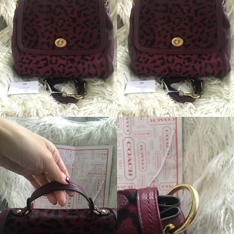 全新未使用Coach 皮草拼接包（全真皮）手提肩背包-7