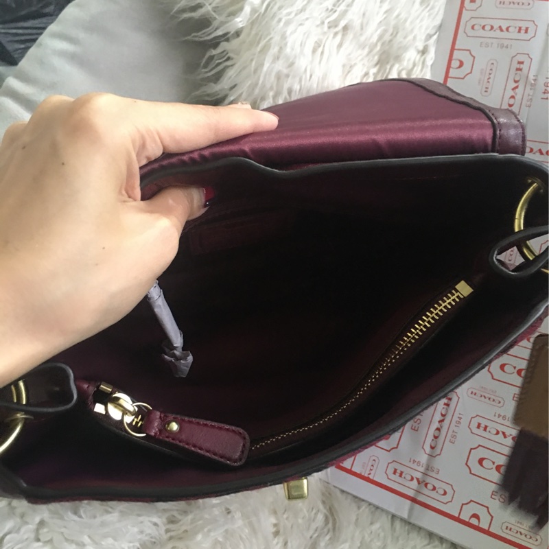 全新未使用Coach 皮草拼接包（全真皮）手提肩背包-11