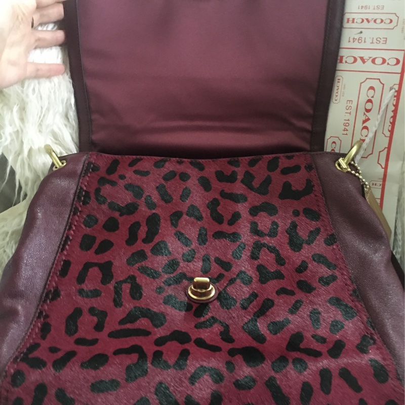 全新未使用Coach 皮草拼接包（全真皮）手提肩背包-13