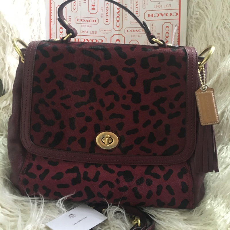 全新未使用Coach 皮草拼接包（全真皮）手提肩背包-19