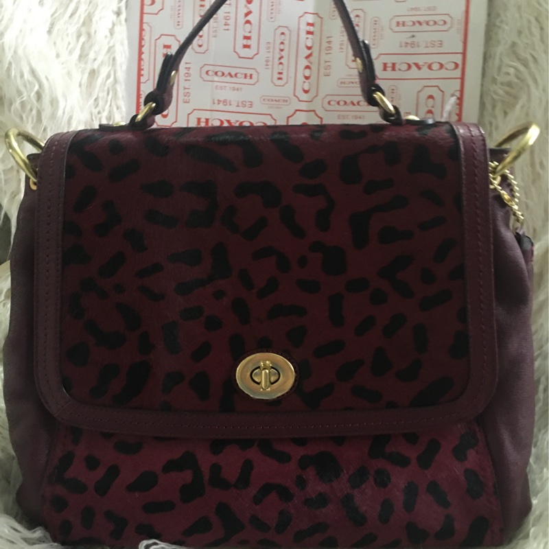 全新未使用Coach 皮草拼接包（全真皮）手提肩背包-21