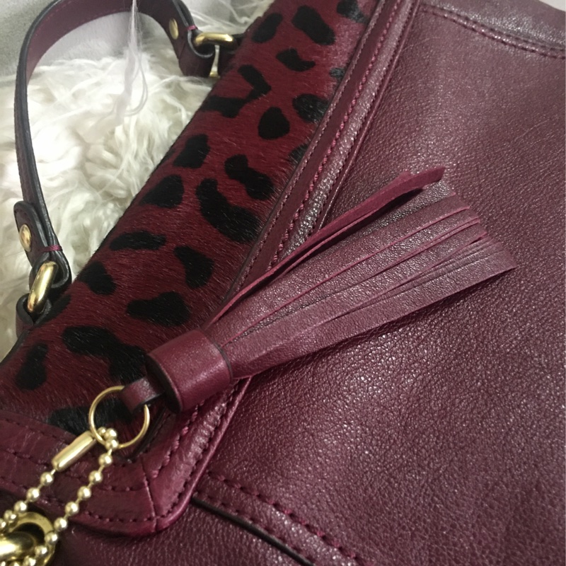 全新未使用Coach 皮草拼接包（全真皮）手提肩背包-22