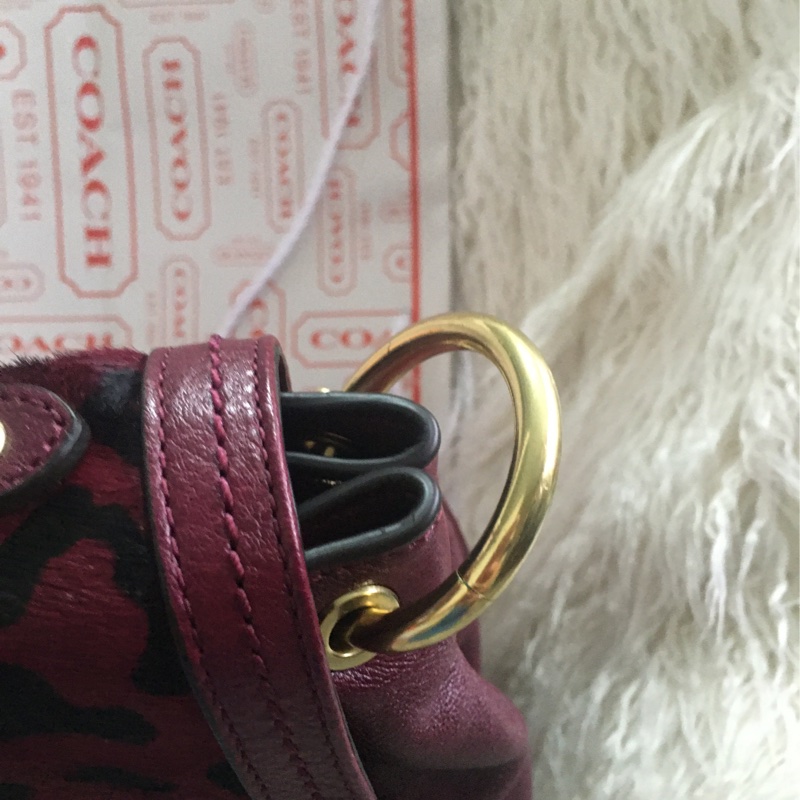 全新未使用Coach 皮草拼接包（全真皮）手提肩背包-24