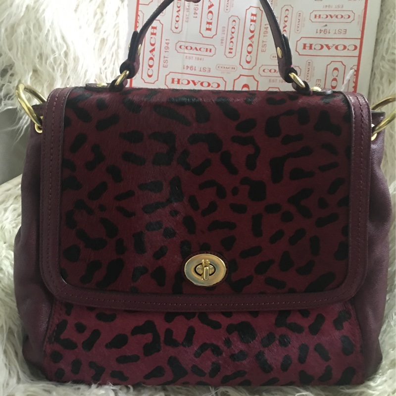 全新未使用Coach 皮草拼接包（全真皮）手提肩背包-26