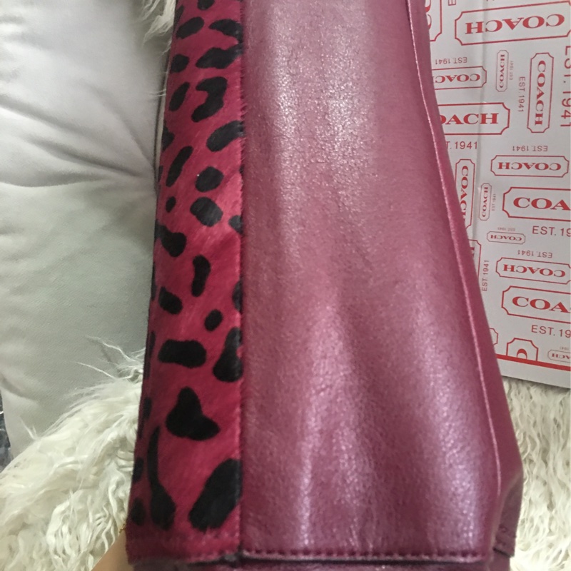 全新未使用Coach 皮草拼接包（全真皮）手提肩背包-36