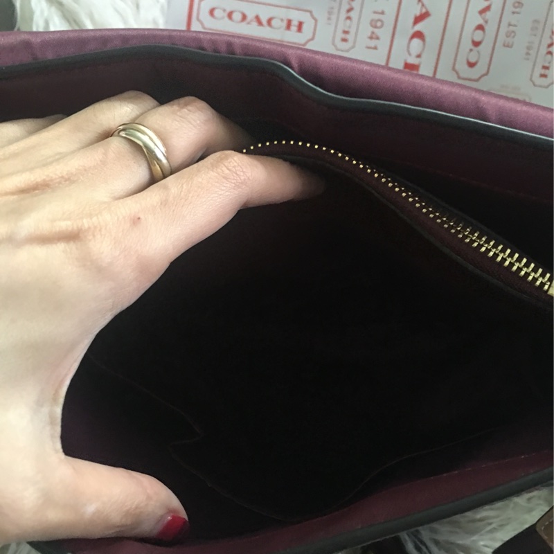 全新未使用Coach 皮草拼接包（全真皮）手提肩背包-38