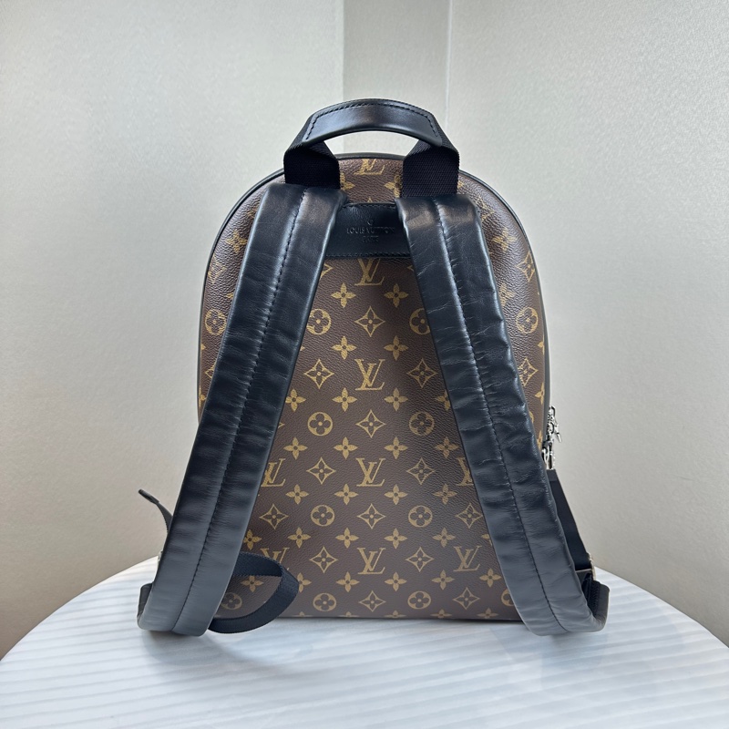 路易威登/Louis Vuitton Josh雙肩包 棕色老花黑色皮邊男士後背包31x13x40cm-1