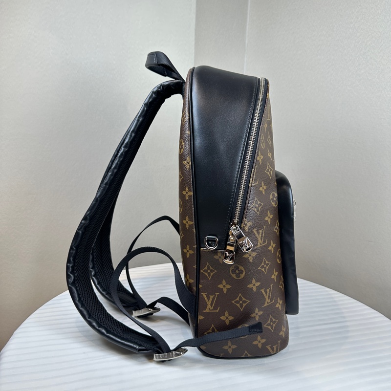 路易威登/Louis Vuitton Josh雙肩包 棕色老花黑色皮邊男士後背包31x13x40cm-2