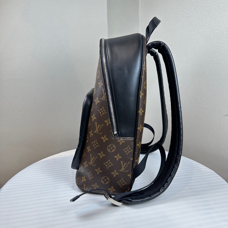 路易威登/Louis Vuitton Josh雙肩包 棕色老花黑色皮邊男士後背包31x13x40cm-3