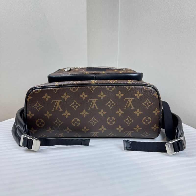 路易威登/Louis Vuitton Josh雙肩包 棕色老花黑色皮邊男士後背包31x13x40cm-5