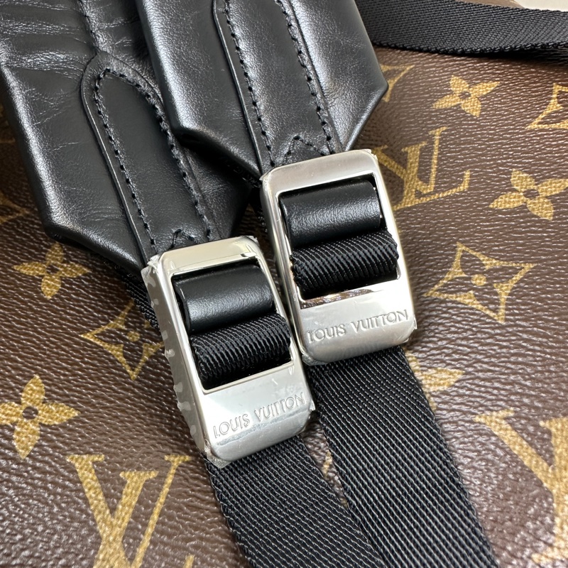 路易威登/Louis Vuitton Josh雙肩包 棕色老花黑色皮邊男士後背包31x13x40cm-6